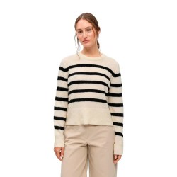 Блуза Vila Aggie sweater - Beige (Birch / Stripes Black) блуза,мъжки,пуловери,дамски,пуловери,vila,aggie,sweater,beige,(birch,stripes,black)