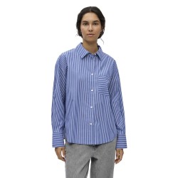 Риза с дълъг ръкав Vila Zila long sleeve shirt - Blue (Clematis Blue / Stripes White) риза,с,дълъг,ръкав,дамски,ризи,мъжки,ризи,vila,zila,long,sleeve,shirt,blue,(clematis,blue,stripes,white)