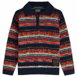 Блуза Scotch & soda 183396 half zip sweater - Multicolor (Multi Color Stripe) блуза,мъжки,пуловери,дамски,пуловери,scotch,&,soda,183396,half,zip,sweater,multicolor,(multi,color,stripe)