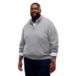 Блуза Tommy hilfiger MW0MW45709 half zip sweater - Grey (Medium Grey Heather) блуза,мъжки,пуловери,дамски,пуловери,tommy,hilfiger,mw0mw45709,half,zip,sweater,grey,(medium,grey,heather)