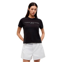 Тениска Tommy hilfiger WW0WW40276 Plus Size short sleeve T-shirt - Black (Black) тениска,мъжки,тениски,дамски,тениски,tommy,hilfiger,ww0ww40276,plus,size,short,sleeve,t,shirt,black,(black)