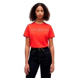 Тениска Tommy hilfiger WW0WW40276 Plus Size short sleeve T-shirt - Red (Fire Red) тениска,мъжки,тениски,дамски,тениски,tommy,hilfiger,ww0ww40276,plus,size,short,sleeve,t,shirt,red,(fire,red)
