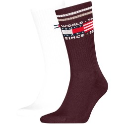 Чорапи Tommy hilfiger 701242192 crew socks 2 pairs - White / Purple (Deep Rouge) чорапи,мъжки,чорапи,дамски,чорапи,tommy,hilfiger,701242192,crew,socks,2,pairs,white,purple,(deep,rouge)
