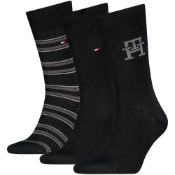 Чорапи Tommy hilfiger Monogram Stripe socks 3 pairs - Black (Black) чорапи,мъжки,чорапи,дамски,чорапи,tommy,hilfiger,monogram,stripe,socks,3,pairs,black,(black)