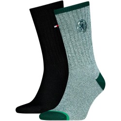 Чорапи Tommy hilfiger Mouline Crest crew socks 2 pairs - Multicolor (Deep Green) чорапи,мъжки,чорапи,дамски,чорапи,tommy,hilfiger,mouline,crest,crew,socks,2,pairs,multicolor,(deep,green)