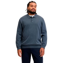 Jack & jones Basic Plus Size long sleeve polo - Blue (Turbulence) дамски,блузи,с,яка,мъжки,блузи,с,яка,jack,&,jones,basic,plus,size,long,sleeve,polo,blue,(turbulence)