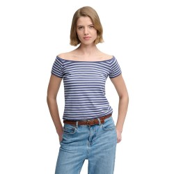 фланелка,с,къс,ръкав,дамски,топове,superdry,bardot,off,shoulder,short,sleeve,top,purple,(mariner,navy,stripe)