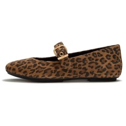 Fitflop Delicato Suede Leopard mary jane - Brown (Tan / Black) дамски,обувки,fitflop,delicato,suede,leopard,mary,jane,brown,(tan,black)