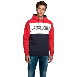 Суичър Jack & jones Logo Blocking hoodie - Red (Tango Red) суичър,мъжки,пуловери,jack,&,jones,logo,blocking,hoodie,red,(tango,red)