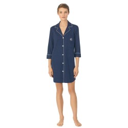 дамски,пижами,lauren,3,4,sleeve,nightgown,blue,(navy,white)