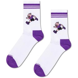 Чорапи Happy socks Running Dog Sneaker crew socks - White (White / Purple) чорапи,мъжки,чорапи,дамски,чорапи,happy,socks,running,dog,sneaker,crew,socks,white,(white,purple)