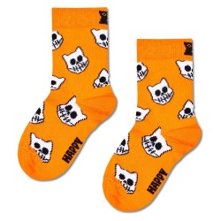 Чорапи Happy socks Skelly Cat crew socks - Orange (Orange / White) чорапи,мъжки,чорапи,дамски,чорапи,happy,socks,skelly,cat,crew,socks,orange,(orange,white)