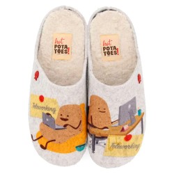 Пантофи Hot potatoes Hatting slippers - White / Grey (Grey / Gray) пантофи,мъжки,пантофи,дамски,пантофи,hot,potatoes,hatting,slippers,white,grey,(grey,gray)