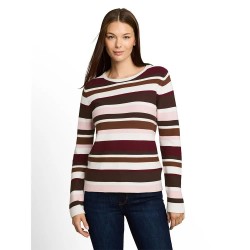 Блуза Tom tailor 1052023 sweater - White (Camel Brown Red Stripe) блуза,мъжки,пуловери,дамски,пуловери,tom,tailor,1052023,sweater,white,(camel,brown,red,stripe)