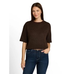 риза,с,къс,ръкав,дамски,блузи,tom,tailor,1053214,short,sleeve,sweatshirt,brown,(java,dark,brown,melange)