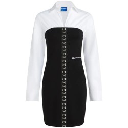 Рокля Karl lagerfeld jeans B3W13050 long sleeve short dress - Black (White / Black) рокля,дамски,поли,и,рокли,karl,lagerfeld,jeans,b3w13050,long,sleeve,short,dress,black,(white,black)