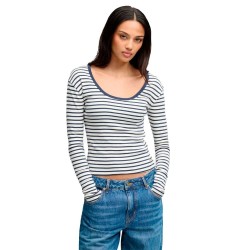 Тениска Superdry Athletic Essentials Striped long sleeve T-shirt - White (Standard Navy Stripe) тениска,мъжки,тениски,дамски,тениски,superdry,athletic,essentials,striped,long,sleeve,t,shirt,white,(standard,navy,stripe)