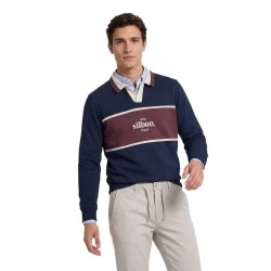 Блуза с яка Silbon Polo Stories Relaxed Fit sweatshirt - Blue (Navy Blue) блуза,с,яка,мъжки,пуловери,silbon,polo,stories,relaxed,fit,sweatshirt,blue,(navy,blue)