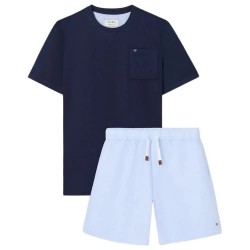 Пижама Silbon Striped Pocket short sleeve pyjama - Blue (Navy Blue) пижама,мъжки,пижами,silbon,striped,pocket,short,sleeve,pyjama,blue,(navy,blue)