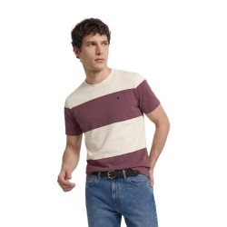 Тениска Silbon Wide Stripe short sleeve T-shirt - Purple (Bordeaux) тениска,мъжки,тениски,дамски,тениски,silbon,wide,stripe,short,sleeve,t,shirt,purple,(bordeaux)