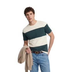 Тениска Silbon Wide Stripe short sleeve T-shirt - Green (Dark Green) тениска,мъжки,тениски,дамски,тениски,silbon,wide,stripe,short,sleeve,t,shirt,green,(dark,green)