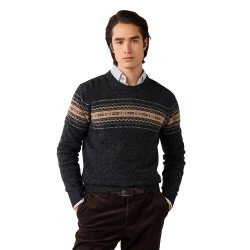 Блуза Hackett Fairisle Crew sweater - Black (College Grey) блуза,мъжки,пуловери,дамски,пуловери,hackett,fairisle,crew,sweater,black,(college,grey)