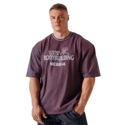 Тениска Nebbia X olympia heavyweight cotton short sleeve T-shirt - Purple (Bordo) тениска,мъжки,тениски,дамски,тениски,nebbia,x,olympia,heavyweight,cotton,short,sleeve,t,shirt,purple,(bordo)