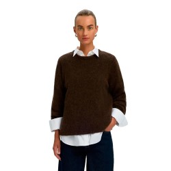 Блуза Selected Lulu Brushed sweater - Brown (Delicioso / Melange) блуза,мъжки,пуловери,дамски,пуловери,selected,lulu,brushed,sweater,brown,(delicioso,melange)