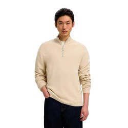 Блуза Selected Teller half zip sweater - Beige (Oatmeal) блуза,мъжки,пуловери,дамски,пуловери,selected,teller,half,zip,sweater,beige,(oatmeal)