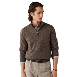 Блуза Hackett HM7000251 half zip sweater - Brown (Putty Beige) блуза,мъжки,пуловери,дамски,пуловери,hackett,hm7000251,half,zip,sweater,brown,(putty,beige)