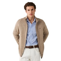 Блуза Hackett HM7000257 full zip sweater - Beige (Cream White) блуза,мъжки,пуловери,дамски,пуловери,hackett,hm7000257,full,zip,sweater,beige,(cream,white)