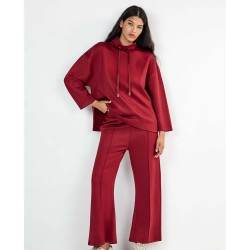 блуза,дамски,блузи,gisela,oversize,single,soft,touch,funnel,neck,sweatshirt,red,(maroon)