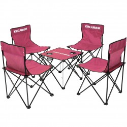 kirkjubØur®,stjärna,pack,of,5,camping,chairs,with,table,wine,red