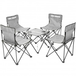kirkjubØur®,stjärna,pack,of,5,camping,chairs,with,table,gray