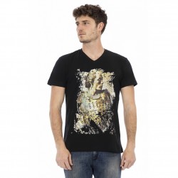 тениска,мъжки,тениски,trussardi,action,men,conqueror,v,neck,t,shirt,black