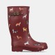 дамски,гумени,ботуши,gelert,fur,lined,welly,boot,womens,burgundy,dog