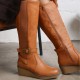 обувки,на,платформа,дамски,боти,wheres,that,from,wheres,knee,high,wedge,boots,with,strap,and,buckle,tan,pu