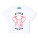 детска,тениска,детски,3/4,панталони,kenzo,unisex,kids',logo,regular,fit,t,shirt,wht,pnk,10p