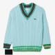 блуза,мъжки,горнища,с,качулка,мъжки,ежедневни,облекла,lacoste,cable,knit,v,neck,sweater,turquoise