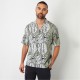 риза,с,къс,ръкав,threadbare,leaf,print,revere,collar,short,sleeve,shirt,black