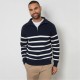 пуловер,мъжки,пуловери,threadbare,striped,quarter,zip,knitted,jumper,navy