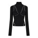дамски,пуловер,off,white,women,s,eylts,mock,neck,viscose,long,sleeve,embellished,jumper,black
