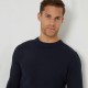 пуловер,облекла,на,разпродажба,мъжки,пуловери,threadbare,textured,knit,crew,neck,jumper,navy