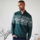 пуловер,облекла,на,разпродажба,threadbare,quarter,zip,christmas,knitted,jumper,dark,green