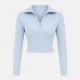 дамска,плетена,блуза,дамски,плетени,дрехи,i,saw,it,first,women,s,1,4,zip,long,sleeve,funnel,neck,knitted,top,blue