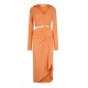 рокля,дамски,поли,и,рокли,off,white,vi,crepe,draped,midi,dress,peach,orange