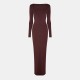 рокля,дамски,поли,и,рокли,naked,wardrobe,square,neck,sculpt,maxi,dress,chocolate