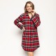 дамски,пижами,cyberjammies,women's,windsor,super,cosy,check,nightshirt,red,check