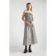 къса,блуза,дамски,топове,narrated,black,white,gingham,print,bardot,crop,top,multi