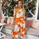 дамски,летни,гащеризони,ax,paris,blood,orange,floral,print,one,shoulder,jumpsuit,blood,orange